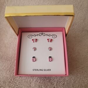 Lily Nily Couture Girl Sterling Silver 3 Pcs Set Earrings in Box
